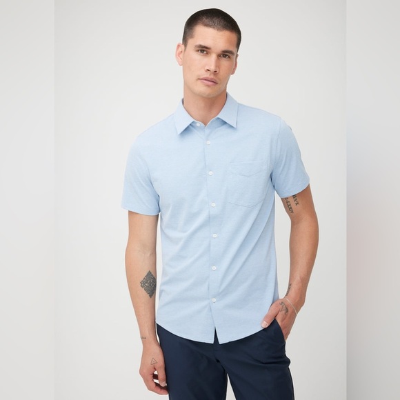 Kit and Ace Blue Short Sleeve Button-Up Shirt Men’s Size L - Picture 1 of 11